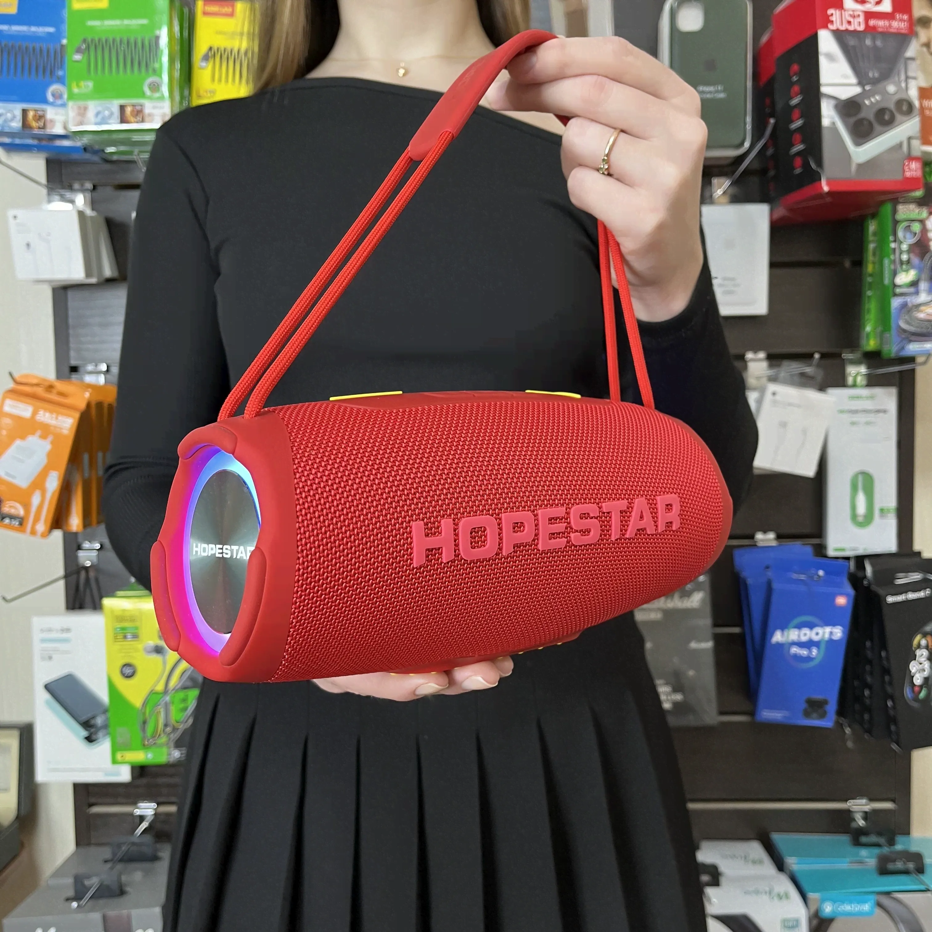 Портативная беспроводная Красная Bluetooth колонка HOPESTAR H53/портативная акустика /блютуз музыкальная колонка-0