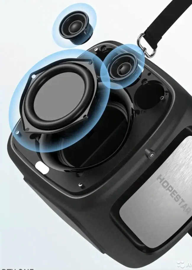 HOPESTAR PartyOne портативная система 80Вт, 2 микрофона, аккумулятор, Bluetooth, AUX, LED-4