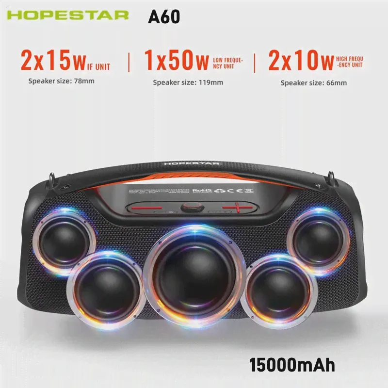 Мощная Bluetooth-Колонка Hopestar A60, 100 Вт, уличная Водонепроницаемая Беспроводная колонка с микрофоном-3