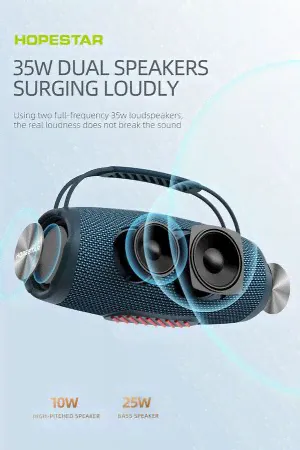 Портативная беспроводная колонка Hopestar H53 Bass Boost портативная колонка (Bluetooth, TWS, MP3, AUX, Mic)-3