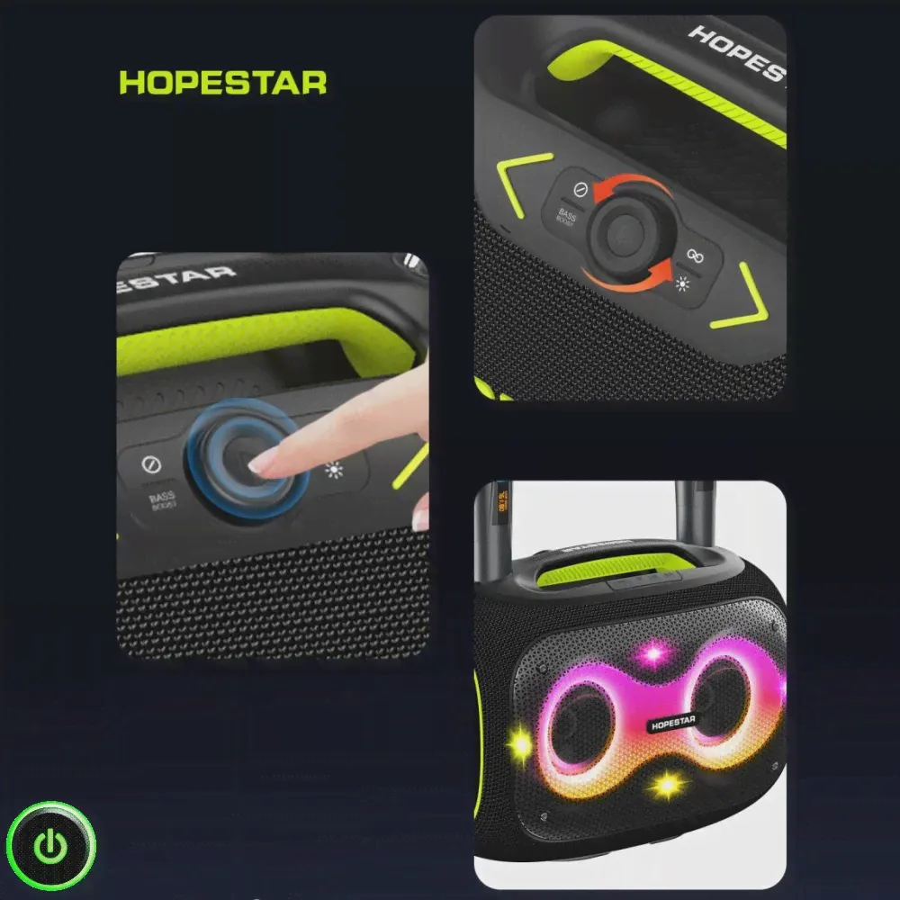 МОЩНАЯ ! Портативная беспроводная колонка Hopestar Party Box 120W с двумя микрофонами 22000mAh-3