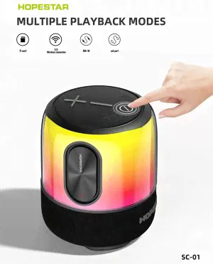 МОЩНАЯ ! Портативная беспроводная колонка Hopestar SC-01 60W с микрофоном, 3D подсветкой, 12000mAh-3