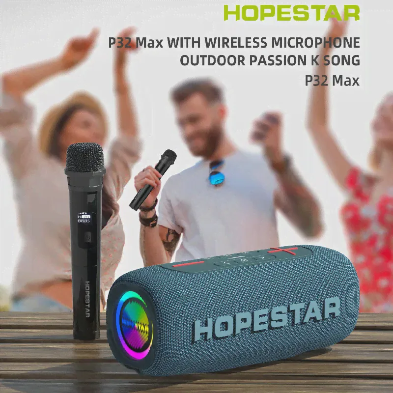 Мощная bluetooth-Колонка HOPESTAR 80 Вт, портативный уличный сабвуфер с микрофоном, FM-радио, домашний караоке-динамик TWS, soundbox (art.: 3920be49ed13f)-3