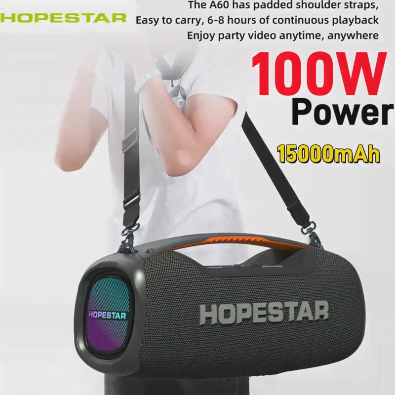 Мощная Bluetooth-Колонка Hopestar A60, 100 Вт, уличная Водонепроницаемая Беспроводная колонка с микрофоном