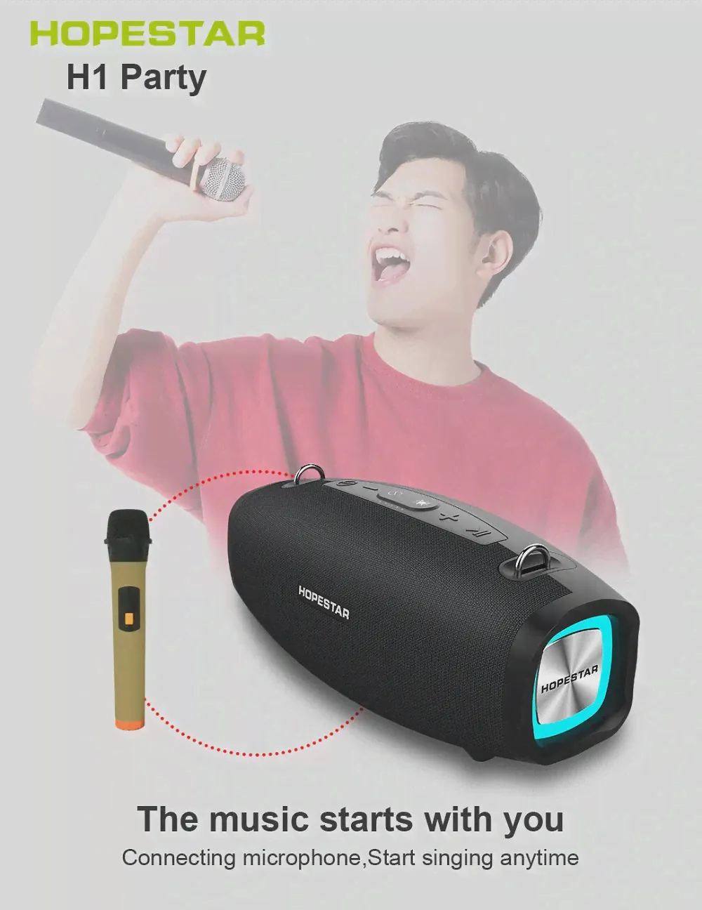 Портативная беспроводная колонка Hopestar H1 Party портативная колонка мощная с микрофоном-1