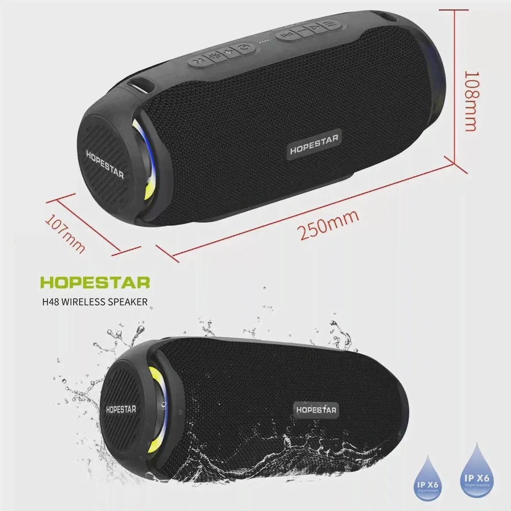 🛍 Bluetooth-Колонка HOPESTAR H48 портативная мощная уличная Водонепроницаемая музыкальная система TWS стерео сабвуфер колонка с радио