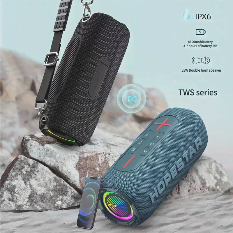 Мощная Bluetooth-Колонка HOPESTAR P32 Max55W, наружная Водонепроницаемая Беспроводная колонка, RGB-подсветка, яркий эффект, караоке, сабвуфер (art.: 3920c05976d38)-1