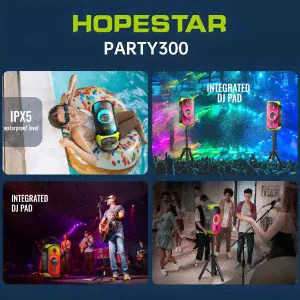 МОЩНАЯ ! Портативная беспроводная колонка Hopestar Party 300 80W, 12500mAh, Микрофон-2