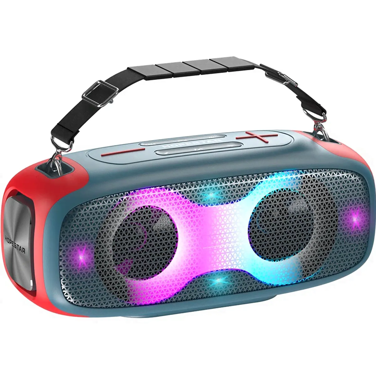 Портативная колонка HOPESTAR A30 Party, RGB подсветка, 70W, цвет красно синий