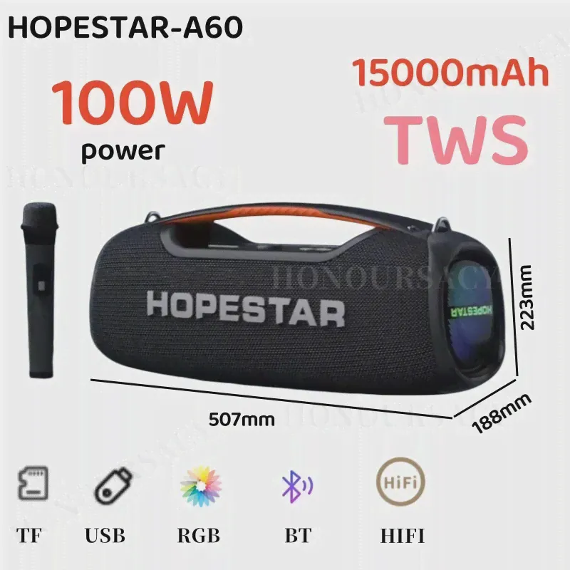 Мощная Bluetooth-Колонка Hopestar A60, 100 Вт, уличная Водонепроницаемая Беспроводная колонка с микрофоном-2
