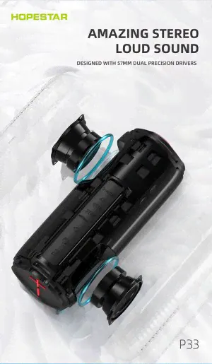 Портативная беспроводная колонка Hopestar P33 портативная колонка (Bluetooth, TWS, MP3, AUX, Mic)-1