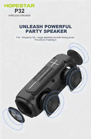 Портативная беспроводная колонка Hopestar P32 портативная колонка (Bluetooth, TWS, MP3, AUX, Mic)-1