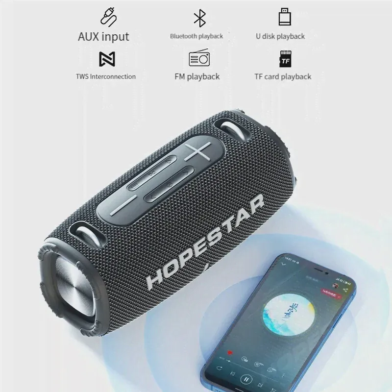 Мощные портативные Bluetooth-колонки HOPESTAR H50, мощная колонка, беспроводной сабвуфер, бас, mp3-плеер, звуковая система, радио, FM (art.: 3920bebac34d9)-3