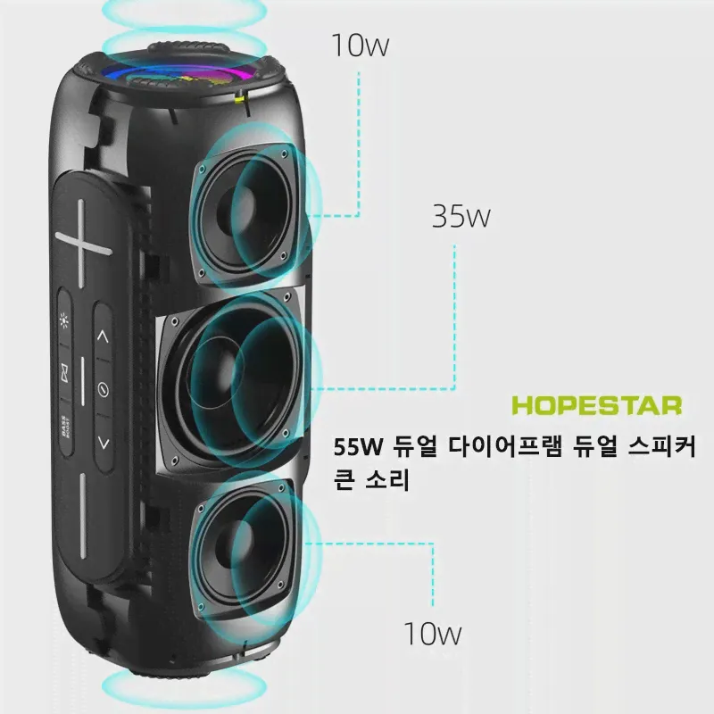 Мощная Bluetooth-Колонка HOPESTAR P32 Max55W, наружная Водонепроницаемая Беспроводная колонка, RGB-подсветка, яркий эффект, караоке, сабвуфер (art.: 3920c05976d38)-4