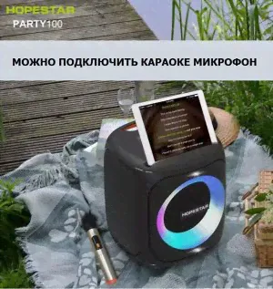 МОЩНАЯ ! Портативная беспроводная колонка Hopestar Party 100 50W с микрофоном-4