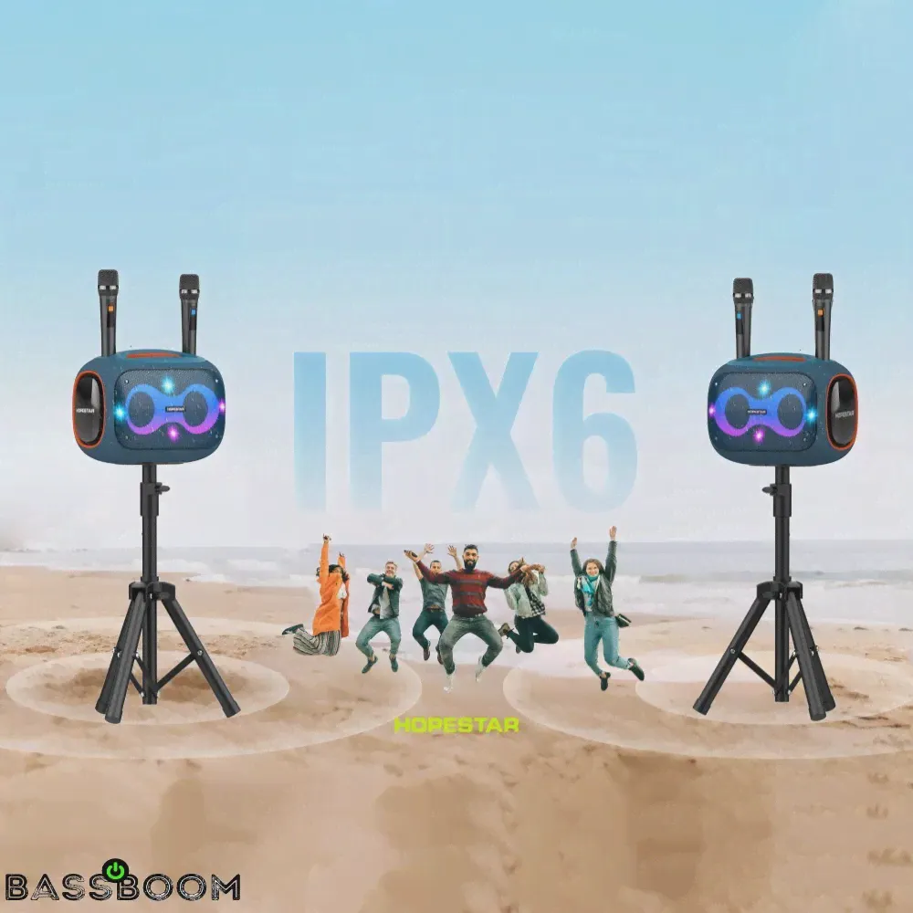 МОЩНАЯ ! Портативная беспроводная колонка Hopestar Party Box 120W с двумя микрофонами 22000mAh-2