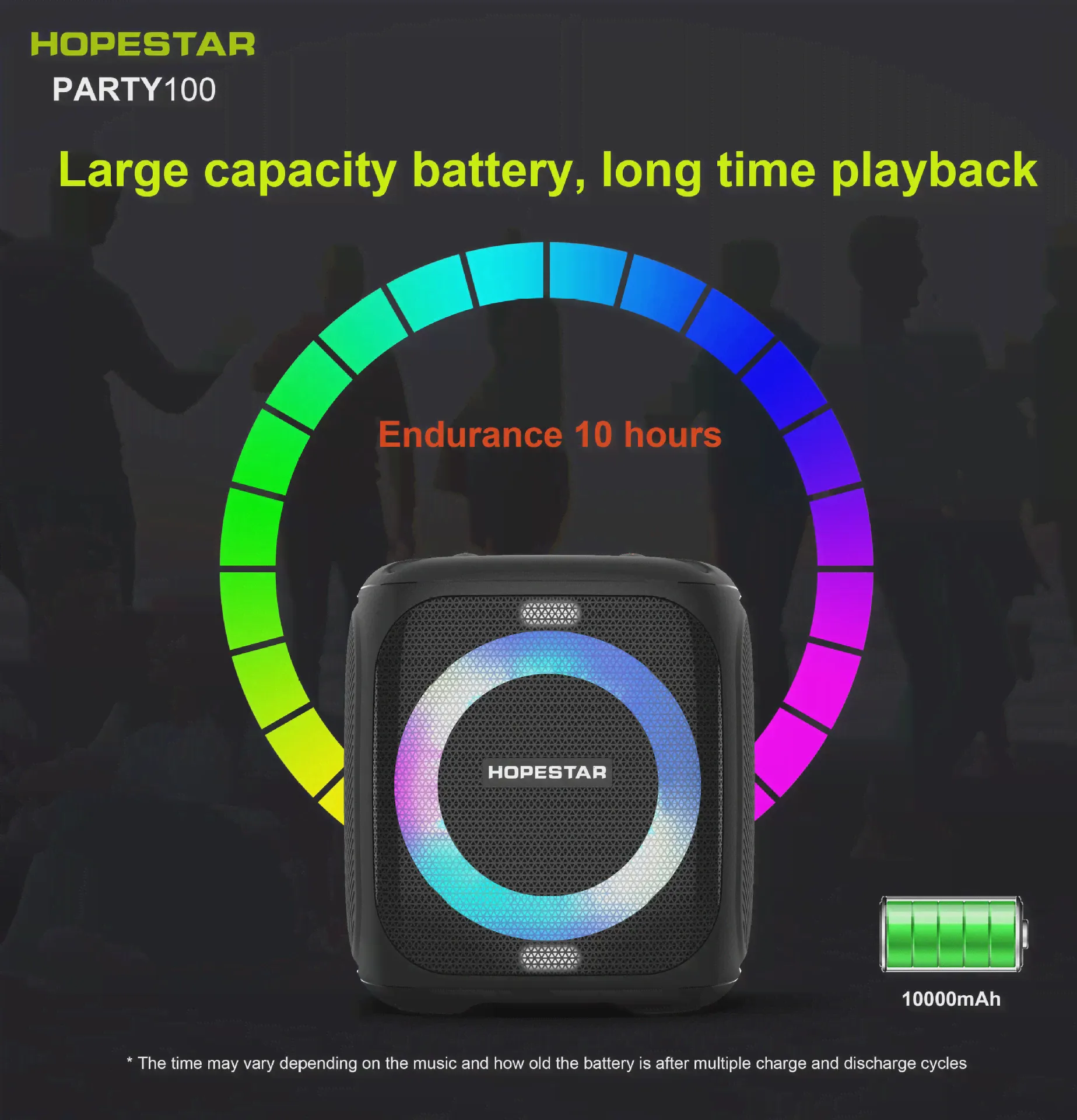 МОЩНАЯ ! Портативная беспроводная колонка Hopestar Party 100 50W с микрофоном-2