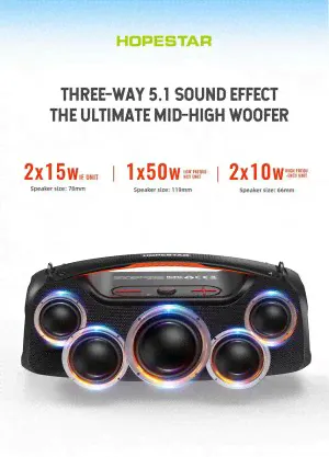 МОЩНАЯ ! Портативная беспроводная колонка Hopestar A60 100W, 15000 mAh с микрофоном-3