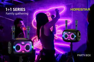 МОЩНАЯ ! Портативная беспроводная колонка Hopestar Party Box 120W с двумя микрофонами 22000mAh-2