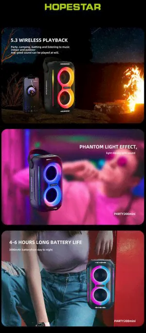 Беспроводной динамик HOPESTAR PARTY 200 mini портативная колонка 3000 mAh 20W-1