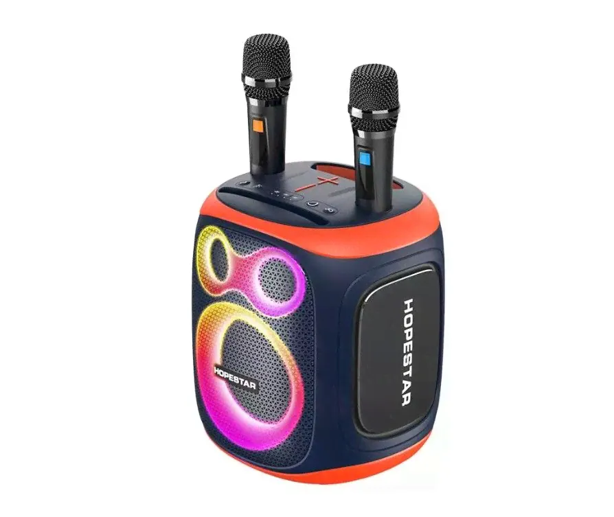 Портативная Bluetooth Колонка Hopestar Party 130, с двумя беспроводными микрофонами, мощность 120Вт/портативная акустика /блютуз колонка (Синий)-0