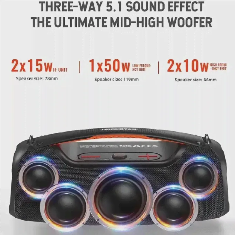 Беспроводная Bluetooth-Колонка HOPESTAR A60, 100 Вт, портативная уличная колонка с объемным стереозвуком, с микрофоном-4