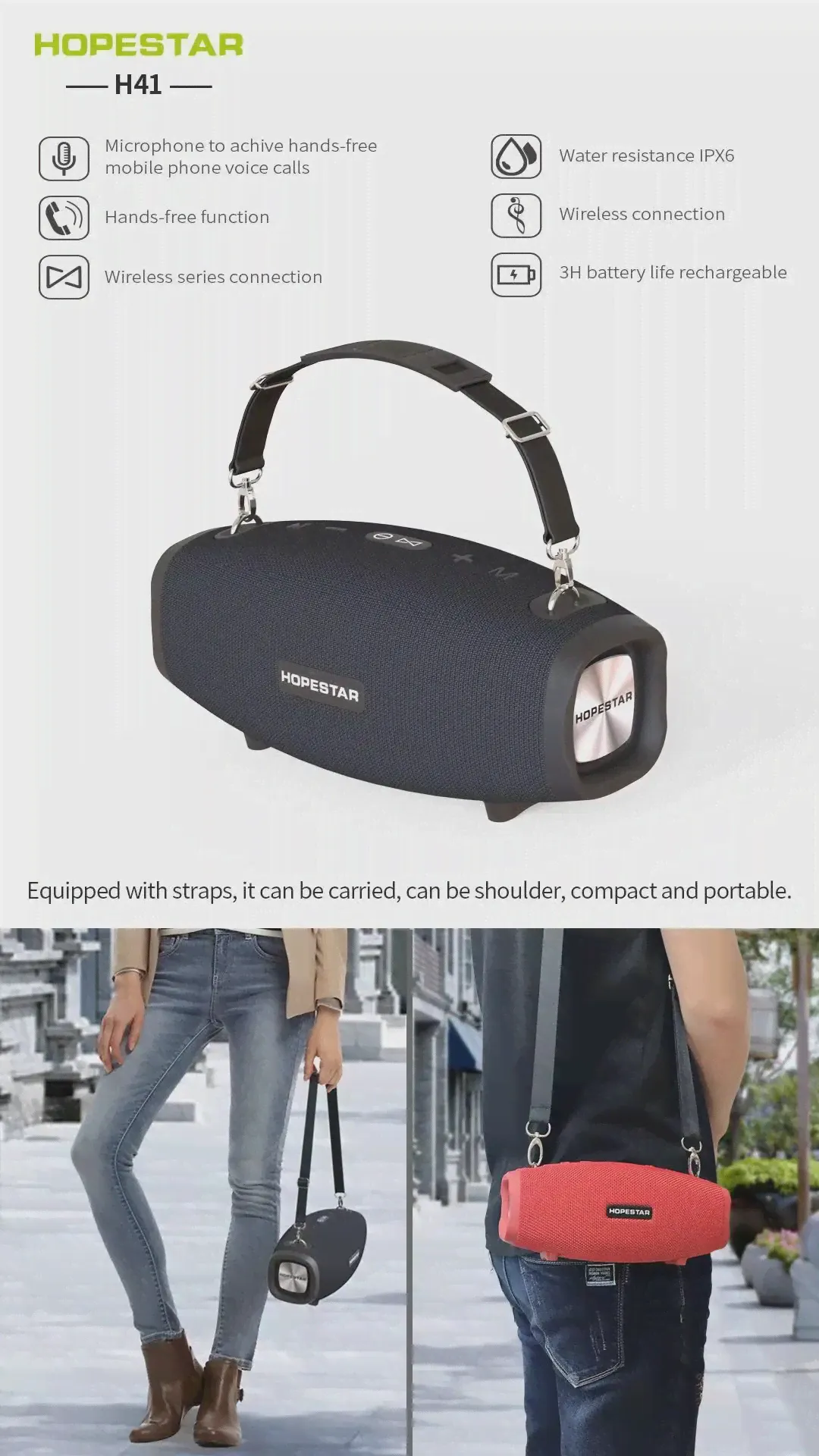 🛍 HOPESTAR H41 Bluetooth динамик, ткань сетка шесть водонепроницаемый, поддержка 1 + 1 Банк питания-0