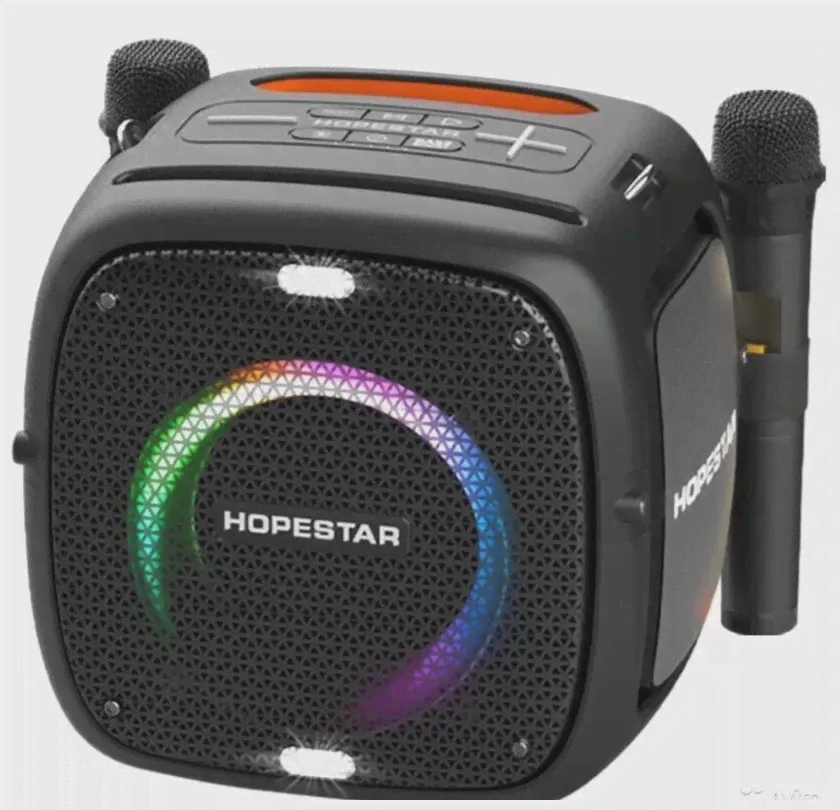 HOPESTAR PartyOne портативная система 80Вт, 2 микрофона, аккумулятор, Bluetooth, AUX, LED-1
