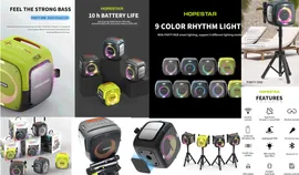 HOPESTAR PartyOne портативная система 80Вт, 2 микрофона, аккумулятор, Bluetooth, AUX, LED